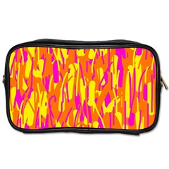 Pink And Yellow Pattern Toiletries Bags 2-side by Valentinaart