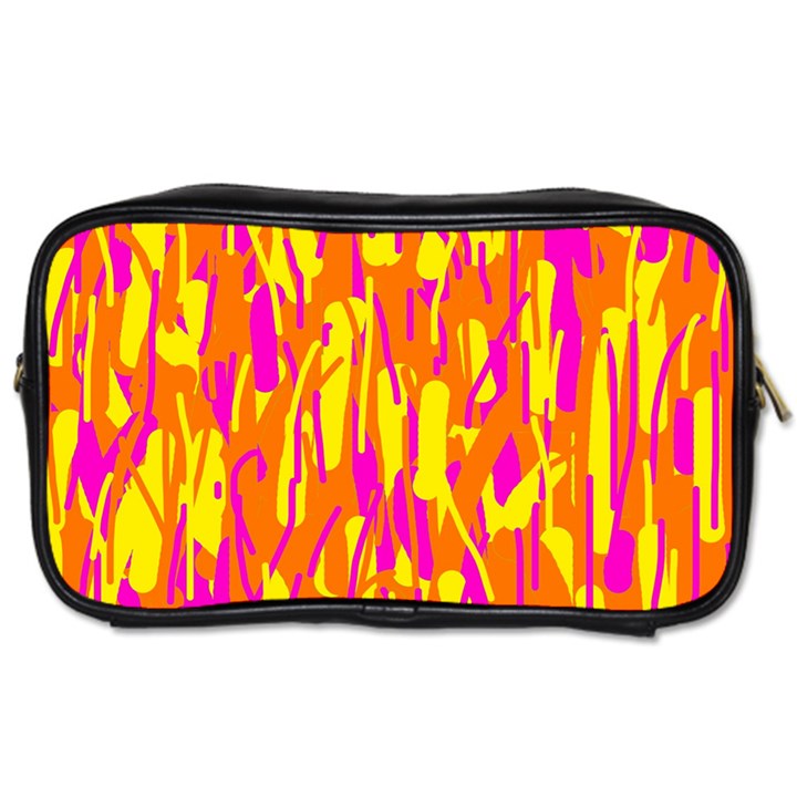 Pink and yellow pattern Toiletries Bags 2-Side