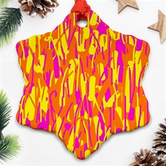 Pink And Yellow Pattern Ornament (snowflake) 