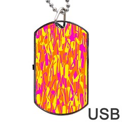 Pink And Yellow Pattern Dog Tag Usb Flash (one Side)