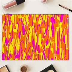 Pink And Yellow Pattern Cosmetic Bag (xxl)  by Valentinaart