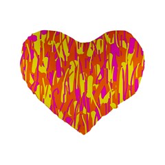 Pink And Yellow Pattern Standard 16  Premium Heart Shape Cushions by Valentinaart