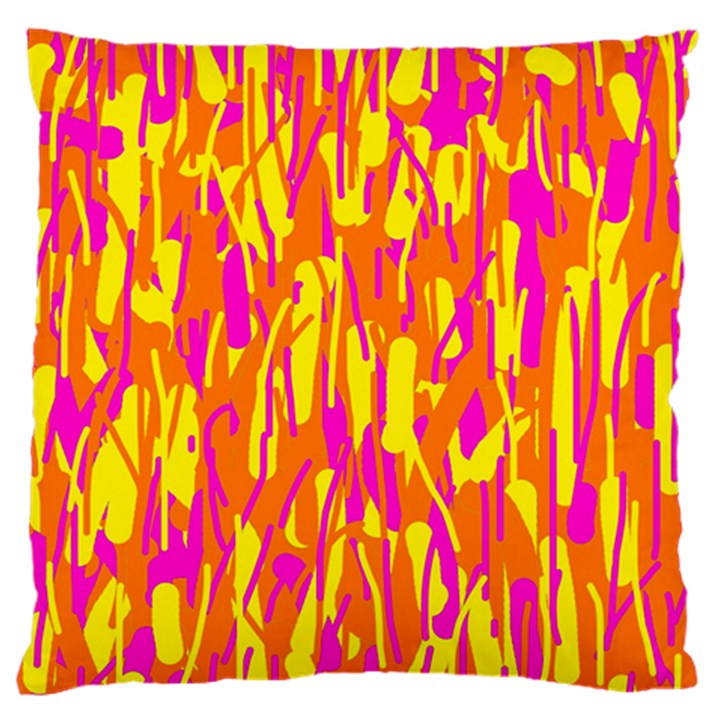 Pink and yellow pattern Large Flano Cushion Case (One Side)