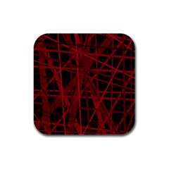 Black And Red Pattern Rubber Square Coaster (4 Pack)  by Valentinaart