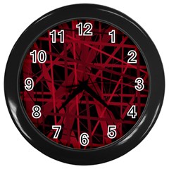 Black And Red Pattern Wall Clocks (black) by Valentinaart