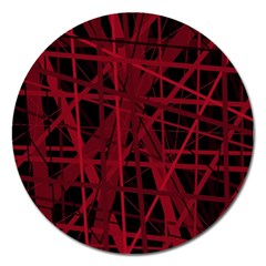 Black And Red Pattern Magnet 5  (round) by Valentinaart