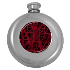 Black And Red Pattern Round Hip Flask (5 Oz) by Valentinaart