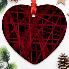 Black And Red Pattern Heart Ornament (2 Sides) by Valentinaart