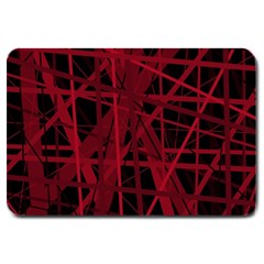 Black And Red Pattern Large Doormat  by Valentinaart