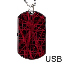 Black And Red Pattern Dog Tag Usb Flash (one Side)