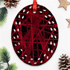 Black And Red Pattern Oval Filigree Ornament (2-side) 