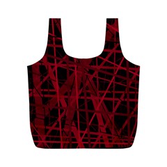 Black And Red Pattern Full Print Recycle Bags (m)  by Valentinaart