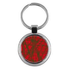 Red Pattern Key Chains (round)  by Valentinaart