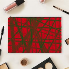 Red Pattern Cosmetic Bag (large)  by Valentinaart