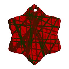 Red Pattern Snowflake Ornament (2-side) by Valentinaart