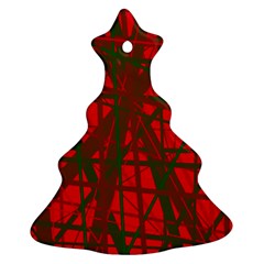 Red Pattern Christmas Tree Ornament (2 Sides) by Valentinaart