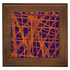 Blue and orange pattern Framed Tiles