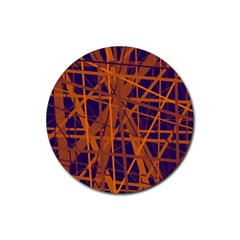 Blue and orange pattern Rubber Round Coaster (4 pack) 