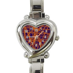 Blue and orange pattern Heart Italian Charm Watch