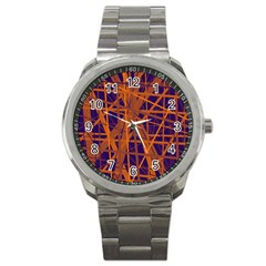 Blue and orange pattern Sport Metal Watch