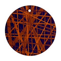 Blue and orange pattern Round Ornament (Two Sides) 