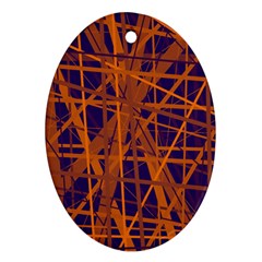 Blue And Orange Pattern Oval Ornament (two Sides) by Valentinaart