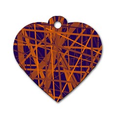 Blue and orange pattern Dog Tag Heart (Two Sides)