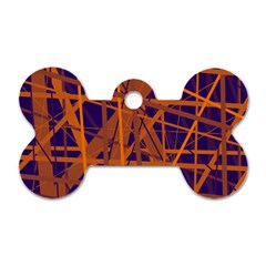 Blue and orange pattern Dog Tag Bone (Two Sides)