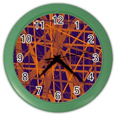 Blue and orange pattern Color Wall Clocks