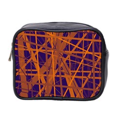 Blue and orange pattern Mini Toiletries Bag 2-Side