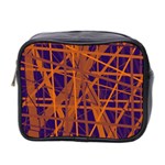 Blue and orange pattern Mini Toiletries Bag 2-Side Front