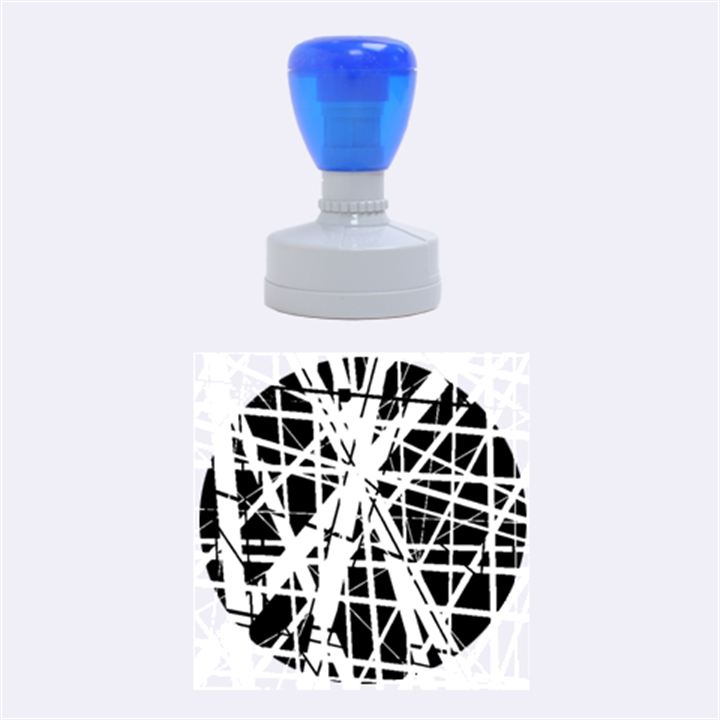 Blue and orange pattern Rubber Round Stamps (Medium)