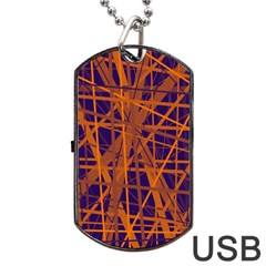 Blue and orange pattern Dog Tag USB Flash (Two Sides) 