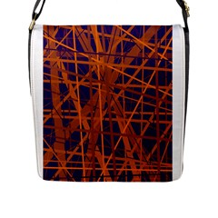 Blue and orange pattern Flap Messenger Bag (L) 