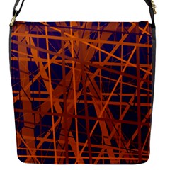 Blue and orange pattern Flap Messenger Bag (S)