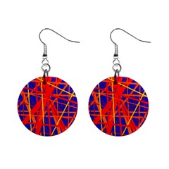 Orange And Blue Pattern Mini Button Earrings by Valentinaart