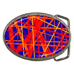 Orange And Blue Pattern Belt Buckles