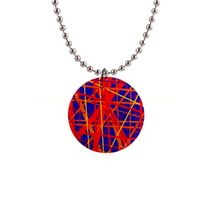 Orange and blue pattern Button Necklaces