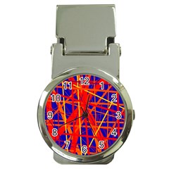 Orange And Blue Pattern Money Clip Watches by Valentinaart