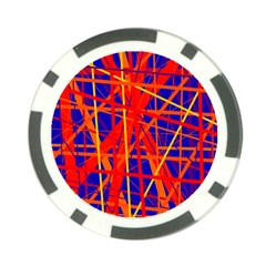 Orange And Blue Pattern Poker Chip Card Guards by Valentinaart