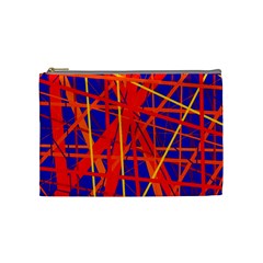 Orange And Blue Pattern Cosmetic Bag (medium)  by Valentinaart