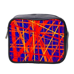 Orange And Blue Pattern Mini Toiletries Bag 2-side by Valentinaart