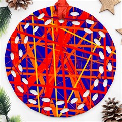 Orange And Blue Pattern Round Filigree Ornament (2side)