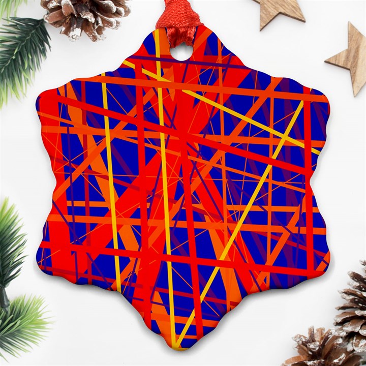 Orange and blue pattern Snowflake Ornament (2-Side)