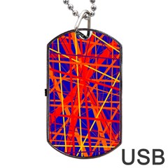 Orange And Blue Pattern Dog Tag Usb Flash (one Side)