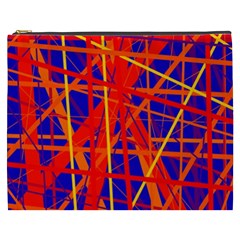 Orange And Blue Pattern Cosmetic Bag (xxxl)  by Valentinaart