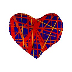 Orange And Blue Pattern Standard 16  Premium Heart Shape Cushions by Valentinaart