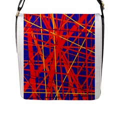 Orange And Blue Pattern Flap Messenger Bag (l)  by Valentinaart