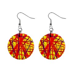 Yellow And Orange Pattern Mini Button Earrings