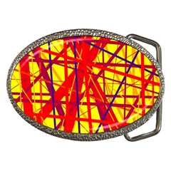 Yellow And Orange Pattern Belt Buckles